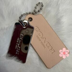 1.5" COACH Cream Silver Hang Tag Key Fob Bag Charm Set